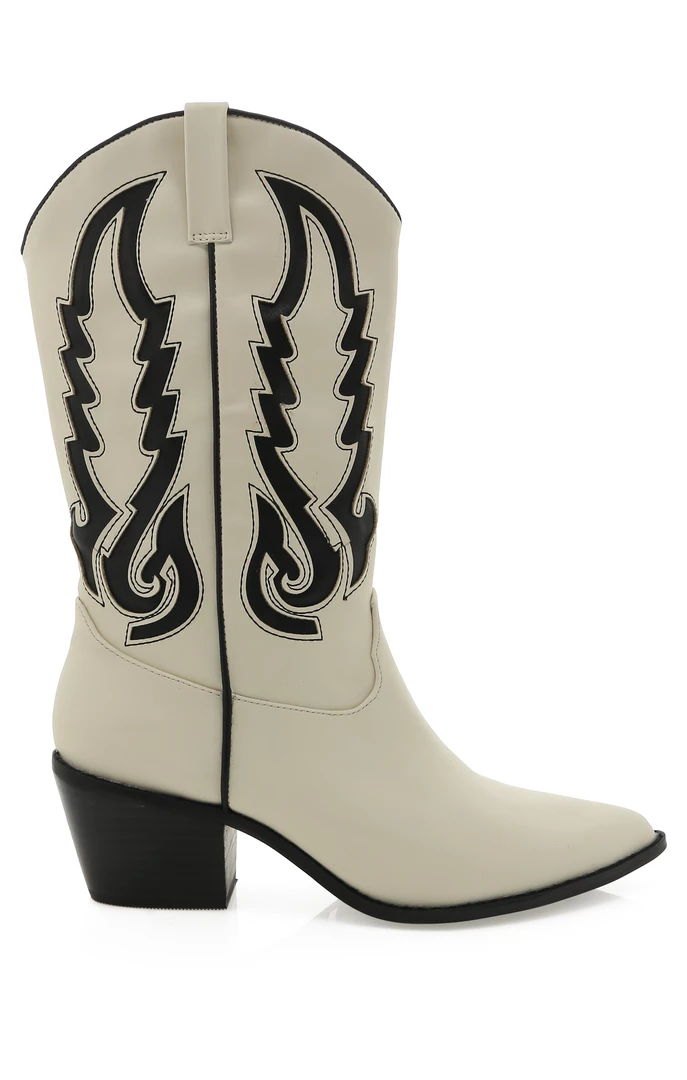 Show Me Your Mumu New Mu Billini Norva Western Boot ~ Bone/Black 4 Show Me Your Mumu New Mu Billini Norva Western Boot ~ Bone/Black