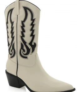 Show Me Your Mumu New Mu Billini Norva Western Boot ~ Bone/Black 10 Show Me Your Mumu New Mu Billini Norva Western Boot ~ Bone/Black