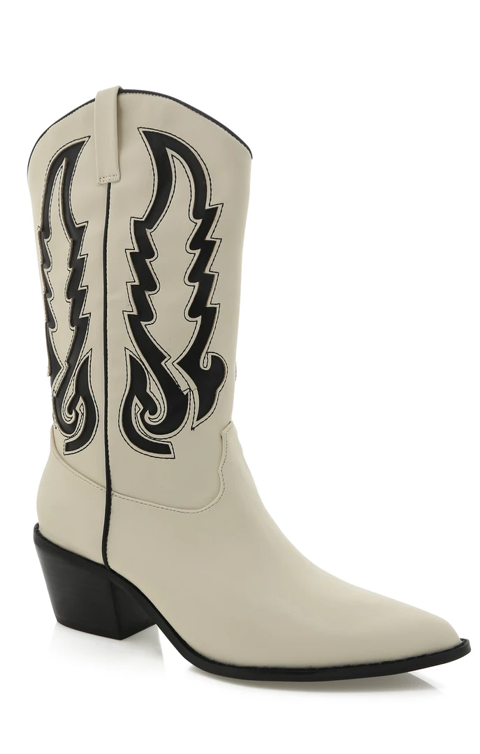 Show Me Your Mumu New Mu Billini Norva Western Boot ~ Bone/Black 5 Show Me Your Mumu New Mu Billini Norva Western Boot ~ Bone/Black