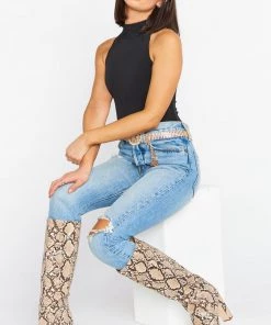 Show Me Your Mumu Steve Madden Rouge High Boot ~ Tan Snake Accessories