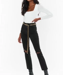 Show Me Your Mumu New Mu Leanna Chain Belt ~ Black And Gold