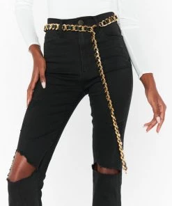 Show Me Your Mumu New Mu Leanna Chain Belt ~ Black And Gold
