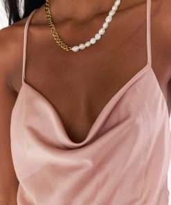 Show Me Your Mumu ALV Jewels Curb & Pearl Necklace ~ 16K Gold Plated New Mu