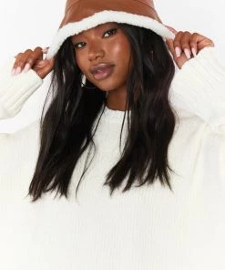 Show Me Your Mumu New Mu Shearling Lined Bucket Hat ~ Tan