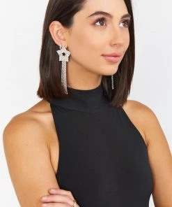 Show Me Your Mumu Accessories Star Rhinestone Earrings ~ Silver