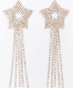 Show Me Your Mumu Accessories Star Rhinestone Earrings ~ Silver