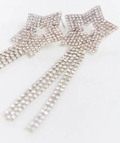 Show Me Your Mumu Accessories Star Rhinestone Earrings ~ Silver