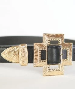 Show Me Your Mumu Luv AJ The Cross Buckle Belt ~ Black/Gold