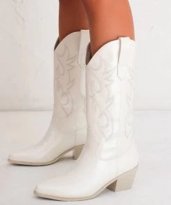 Show Me Your Mumu Billini Unaro Cowboy Boots ~ White Pearl