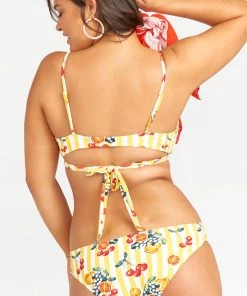 Show Me Your Mumu Ryder Wrap Bra Bikini Top ~ Fruit Basket Stripe Swim