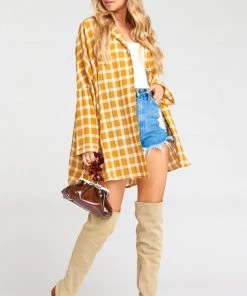 Show Me Your Mumu Dresses Lorolie Tunic ~ Check Me Gold