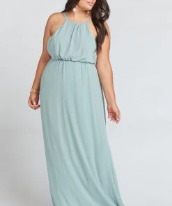 Show Me Your Mumu Bridesmaids Dresses Amanda Maxi Dress ~ Silver Sage Crisp