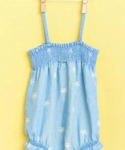 Show Me Your Mumu Alice Onesie ~ Palm Tree Chambray Kids