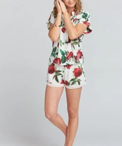 Show Me Your Mumu Piper PJ Set With Eye Mask ~ Budding Rosemance Ivory