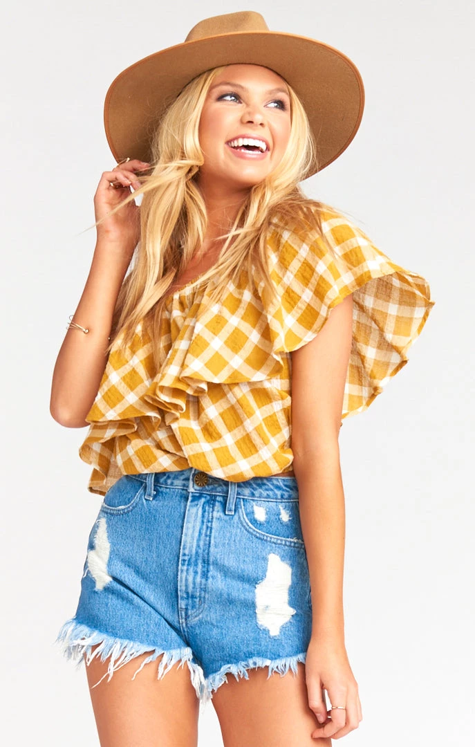 Show Me Your Mumu Bungalow Bubble ~ Check Me Gold Tops 3 Show Me Your Mumu Bungalow Bubble ~ Check Me Gold Tops