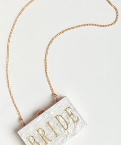 Show Me Your Mumu Bride Acrylic Clutch ~ White Marble