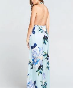 Show Me Your Mumu Wedding Guest Dresses Luna Halter Dress ~ Mint To Be Floral