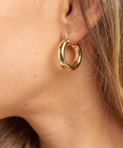 Show Me Your Mumu New Mu LUV AJ Baby Amalfi Tube Hoops ~ 14K Plated Gold