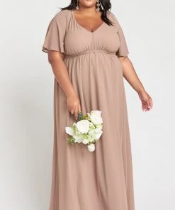 Show Me Your Mumu Maternity Emily Empire Maxi Dress ~ Dune Chiffon