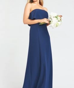 Show Me Your Mumu Monaco Ruffle Gown ~ Rich Navy Stretch Crepe