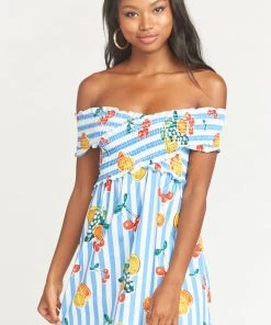 Show Me Your Mumu Maternity Mandy Smocked Dress ~ Fruit Basket Stripe Poplin 8 Show Me Your Mumu Maternity Mandy Smocked Dress ~ Fruit Basket Stripe Poplin