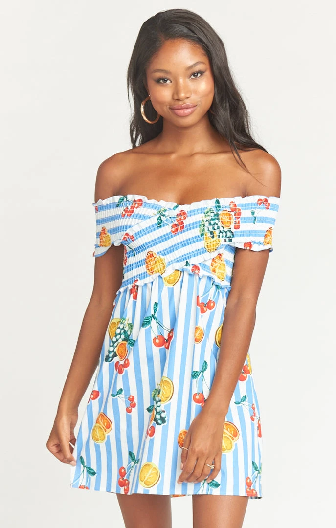 Show Me Your Mumu Maternity Mandy Smocked Dress ~ Fruit Basket Stripe Poplin 5 Show Me Your Mumu Maternity Mandy Smocked Dress ~ Fruit Basket Stripe Poplin