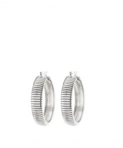 Show Me Your Mumu Luv AJ Snake Chain Hoop Earrings ~ Plated Silver