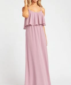 Show Me Your Mumu Caitlin Ruffle Maxi Dress ~ Antique Rose Chiffon Wedding Guest Dresses