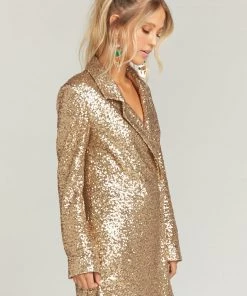 Show Me Your Mumu Clothes Bazel Blazer Dress ~ Gold Sequins