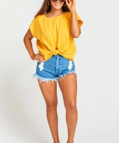 Show Me Your Mumu Clothes Katrina Top ~ Canary Yellow Linen