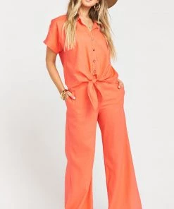 Show Me Your Mumu Mike Top ~ Coral Linen
