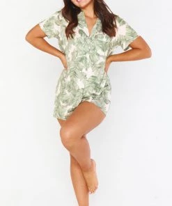 Show Me Your Mumu Sunday Morning Sleep Set ~ Green Majestic Palm New Mu