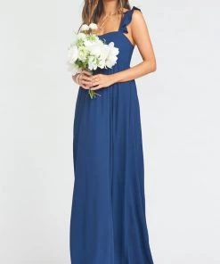 Show Me Your Mumu Maternity June Maxi Dress ~ Rich Navy Crisp