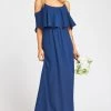 Show Me Your Mumu Caitlin Ruffle Maxi Dress With Long Lining ~ Rich Navy Crisp