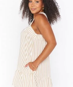 Show Me Your Mumu New Mu Goldie Dress ~ Beige Everyday Stripe