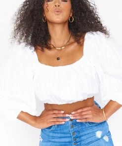 Show Me Your Mumu Keepsake Crop Top ~ White Crinkle New Mu