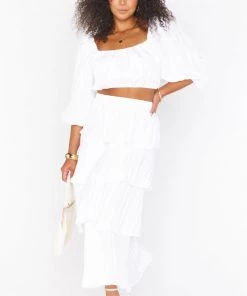 Show Me Your Mumu New Mu Full Swing Skirt ~ White Crinkle