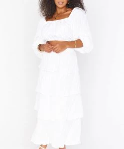 Show Me Your Mumu New Mu Full Swing Skirt ~ White Crinkle