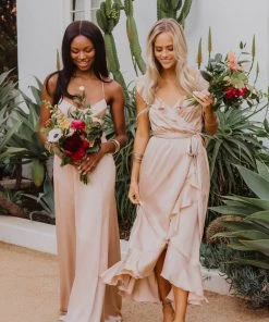 Show Me Your Mumu Samantha Ruffle Wrap Dress ~ Champagne Luxe Satin Dresses 49 Show Me Your Mumu Samantha Ruffle Wrap Dress ~ Champagne Luxe Satin Dresses