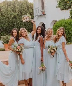 Show Me Your Mumu Bridesmaids Dresses Jenn Maxi Dress ~ Icy Blue Chiffon