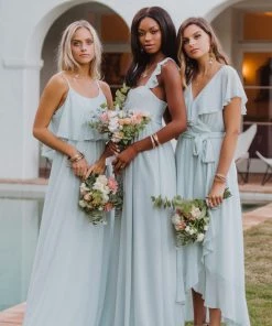 Show Me Your Mumu Dresses Jess Ruffle Midi Dress ~ Icy Blue Chiffon