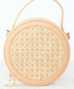 Show Me Your Mumu Accessories Round Woven Crossbody Bag ~ Light Tan