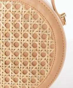 Show Me Your Mumu Accessories Round Woven Crossbody Bag ~ Light Tan