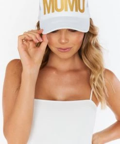 Show Me Your Mumu Accessories Mumu Trucker Hat ~ White/Gold