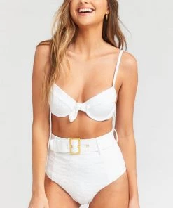 Show Me Your Mumu Swim Barbados Belted Bottom ~ White Eyelet