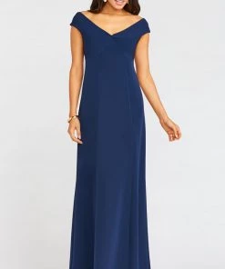 Show Me Your Mumu Zurich Knot Gown ~ Rich Navy Stretch Crepe