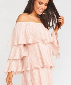 Show Me Your Mumu Dresses Chicka Chicka Dress ~ Flutter Stripe Chiffon Blush