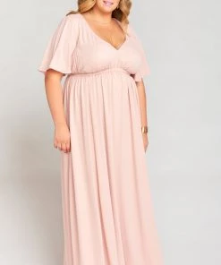 Show Me Your Mumu Maternity Emily Empire Maxi Dress ~ Dusty Blush Crisp