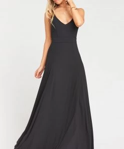 Show Me Your Mumu Wedding Guest Dresses Jenn Maxi Dress ~ Black Chiffon