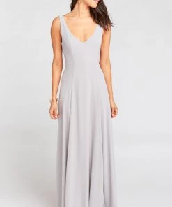 Show Me Your Mumu Bridesmaids Dresses Jenn Maxi Dress ~ Dove Grey Chiffon